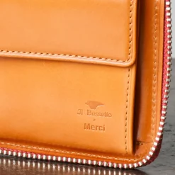 Femme Il Bussetto Porte Monnaie|Porte Monnaie-x Merci - Portefeuille Bi-Fold Zip - Biscuit