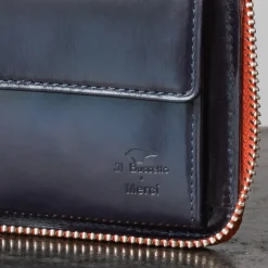 Femme Il Bussetto Porte Monnaie|Porte Monnaie-x Merci - Portefeuille Bi-Fold Zip - Bleu