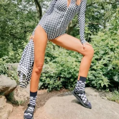 Femme Kule Chaussettes|Chaussettes-- Chaussettes Check - Marine