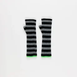 Femme LA FETICHE Gants & Mitaines-- Mitaines Rayées - Gris & Noir