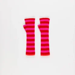 Femme LA FETICHE Gants & Mitaines-- Mitaines Rayées - Rouge & Rose