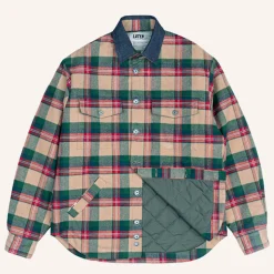 Homme Later Vestes-- Veste Matelassée - Vert/Rouge