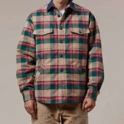 Homme Later Vestes-- Veste Matelassée - Vert/Rouge