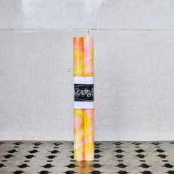 2192 CASA MARICRUZ Bougies & Parfums D'intérieur-Lot 2 bougie Marbre - Rose & Jaune