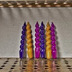 208 HAY Bougies & Parfums D'intérieur-Lot de 6 bougies Mix - Violet & Moutarde