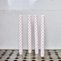 1339 AFROART Bougies & Parfums D'intérieur-Lot de chandelles à pois - Rouge