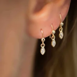 Femme LUJ Boucles D'oreilles-- Boucles d’oreille dormeuses Marquises - Doré