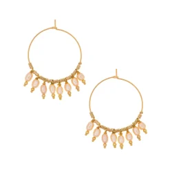 Femme LUJ Boucles D'oreilles-- Grandes créoles perles Jemina - Doré