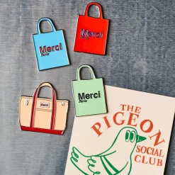 2213 HEYANG Les Accessoires Merci|L'esprit Merci-Magnet en métal Merci - Tote bag Bleu