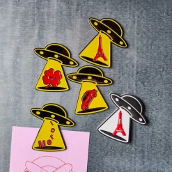 2213 HEYANG Les Accessoires Merci|L'esprit Merci-Magnet en métal Merci UFO - Fiat 500