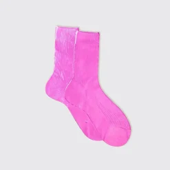 Femme Maria La Rosa Chaussettes|Chaussettes-- Chaussettes One Ribbed Laminate - Fuchsia