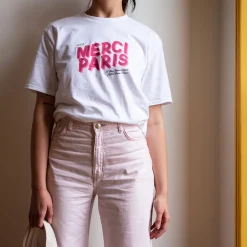 Femme 1473 SCRKS T-shirts|T-shirts-Merci - T-shirt unisexe - Blanc & Logo Rouge