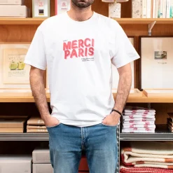 Femme 1473 SCRKS T-shirts|T-shirts-Merci - T-shirt unisexe - Blanc & Logo Rouge