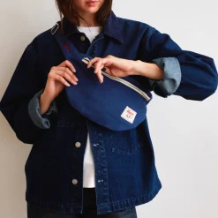 Femme 200 LINTEX Sacs|Sac Banane-Merci - Banane To Go en lin - Bleu Shibori