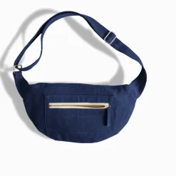 Femme 200 LINTEX Sacs|Sac Banane-Merci - Banane To Go en lin - Bleu Shibori