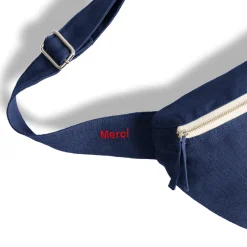 Femme 200 LINTEX Sacs|Sac Banane-Merci - Banane To Go en lin - Bleu Shibori