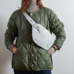 Femme 200 LINTEX Sacs|Sac Banane-Merci - Banane To Go en lin - Rayures Chemise Bleu de NÎmes