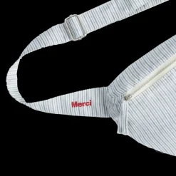 Femme 200 LINTEX Sacs|Sac Banane-Merci - Banane To Go en lin - Rayures Chemise Bleu de NÎmes