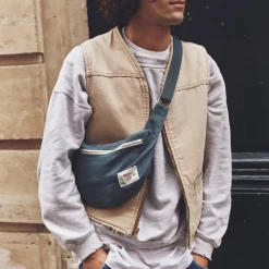 Femme 200 LINTEX Sacs|Sac Banane-Merci - Banane To Go en lin - Bleu Pétrole