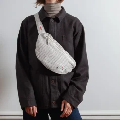 Femme 200 LINTEX Sacs|Sac Banane-Merci - Banane To Go en lin - Rayures Chemise Brun Posillipo