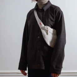 Femme 200 LINTEX Sacs|Sac Banane-Merci - Banane To Go en lin - Rayures Chemise Brun Posillipo