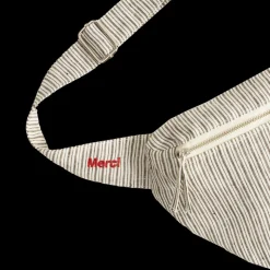 Femme 200 LINTEX Sacs|Sac Banane-Merci - Banane To Go en lin - Rayures Chemise Brun Posillipo