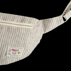 Femme 200 LINTEX Sacs|Sac Banane-Merci - Banane To Go en lin - Rayures Chemise Brun Posillipo