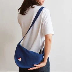 Femme 200 LINTEX Sac Banane-Merci - Banane Trèfle en lin - Bleu Shibori