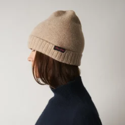 Femme ST01 L'esprit Merci|Bonnets-Merci - Bonnet en laine et cachemire - Beige & Rouge