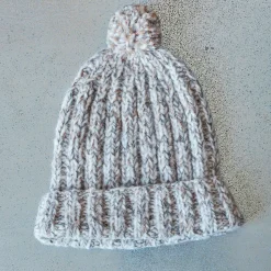 Femme MERCI Bonnets-- Bonnet en laine - Blanc Cassé & Camel