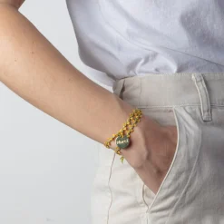 Femme MERCI CAT JEMMAPES Bracelets Merci|Bracelets-Merci - Bracelet médaille Jardin - Fleur Jaune