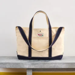 Femme G01 L'esprit Merci|Cabas Merci-Merci - Cabas Candide XL en canvas - Marine