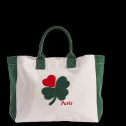 Femme V01 Cabas Merci-Merci - Cabas Tréfle Bouclette - Vert