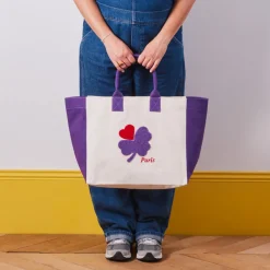 Femme V01 Cabas Merci-Merci - Cabas Tréfle Bouclette - Violet