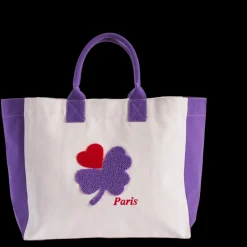 Femme V01 Cabas Merci-Merci - Cabas Tréfle Bouclette - Violet
