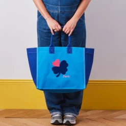 Femme V01 Cabas Merci-Merci - Cabas Tréfle Bouclette - Bleu