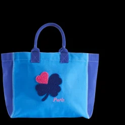 Femme V01 Cabas Merci-Merci - Cabas Tréfle Bouclette - Bleu