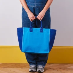 Femme V01 Cabas Merci-Merci - Cabas Tréfle Bouclette - Bleu