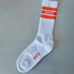 Femme MERCI Chaussettes|Chaussettes-- Chaussettes en coton - Orange tomate