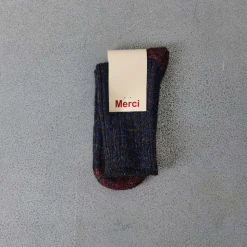 Femme F01 L'esprit Merci|Chaussettes-Merci - Chaussettes Lulu - Marine & Bordeaux