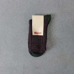 Femme F01 L'esprit Merci|Chaussettes-Merci - Chaussettes Lulu - Prune & Vert