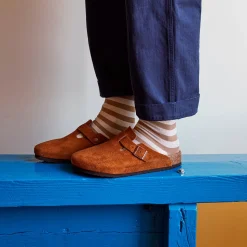 Femme MERCI Chaussettes|Chaussettes-- Chaussettes rayées - Beige & Écru