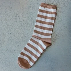Femme MERCI Chaussettes|Chaussettes-- Chaussettes rayées - Beige & Écru