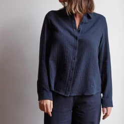 Femme J01 Chemises-Merci - Chemise en gaze de coton - Marine
