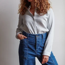 Femme J01 Chemises-Merci - Chemise en gaze de coton - Ciel