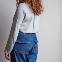 Femme J01 Chemises-Merci - Chemise en gaze de coton - Ciel