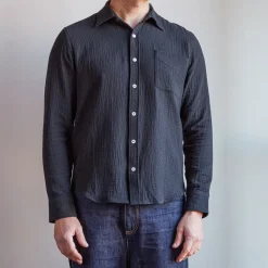 Homme MERCI Chemises-- Chemise Gaspard en gaze de coton - Gris Foncé