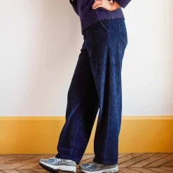 Femme MERCI Pantalons-- Pantalon en velours côtelé - Bleu Marine