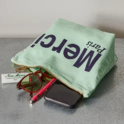 Femme V01 Trousses De Toilette|Pochettes-Merci - Pochette en coton - Mint & Bleu