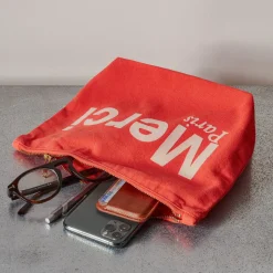 Femme V01 Trousses De Toilette|Pochettes-Merci - Pochette en coton - Orange & Sable